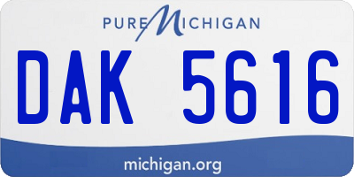 MI license plate DAK5616
