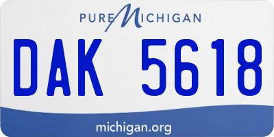 MI license plate DAK5618
