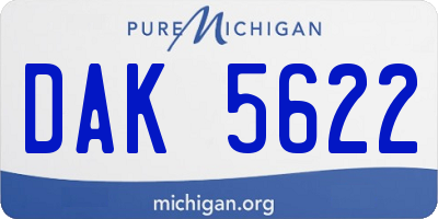 MI license plate DAK5622