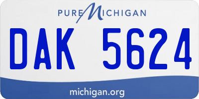 MI license plate DAK5624