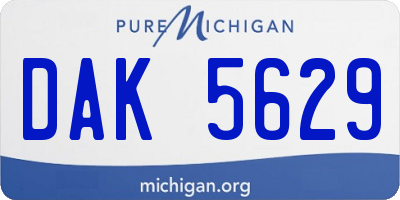 MI license plate DAK5629