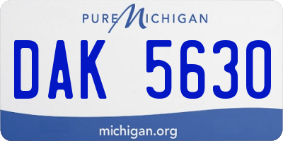 MI license plate DAK5630