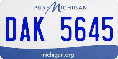 MI license plate DAK5645