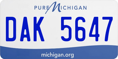 MI license plate DAK5647