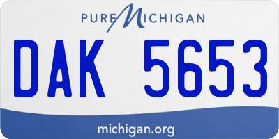 MI license plate DAK5653