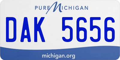 MI license plate DAK5656