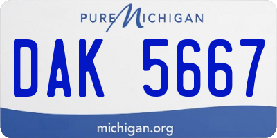 MI license plate DAK5667