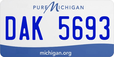 MI license plate DAK5693