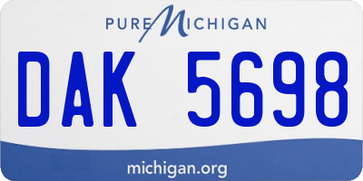 MI license plate DAK5698