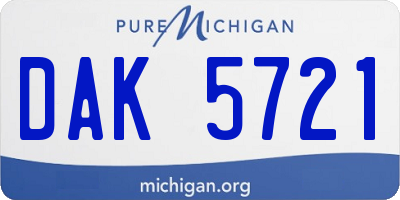 MI license plate DAK5721