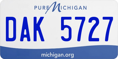 MI license plate DAK5727