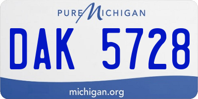 MI license plate DAK5728