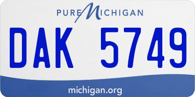 MI license plate DAK5749