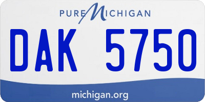 MI license plate DAK5750