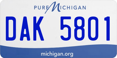 MI license plate DAK5801