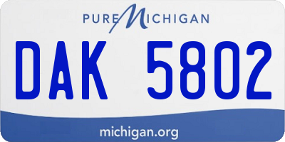 MI license plate DAK5802