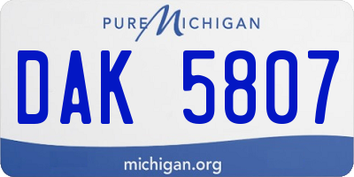 MI license plate DAK5807
