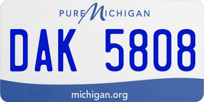 MI license plate DAK5808