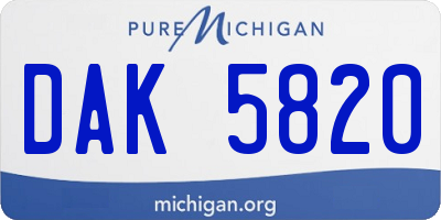 MI license plate DAK5820