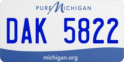 MI license plate DAK5822