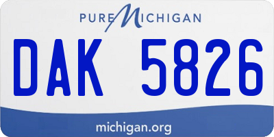 MI license plate DAK5826