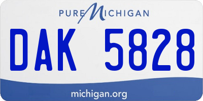 MI license plate DAK5828