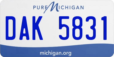 MI license plate DAK5831