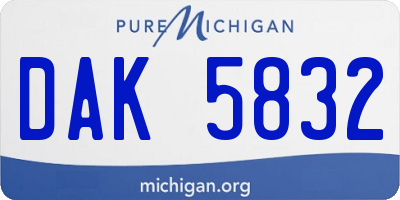 MI license plate DAK5832