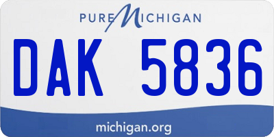 MI license plate DAK5836