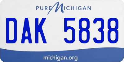 MI license plate DAK5838