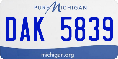MI license plate DAK5839
