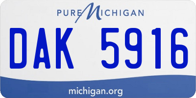 MI license plate DAK5916