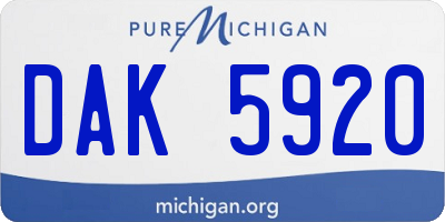 MI license plate DAK5920