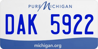 MI license plate DAK5922