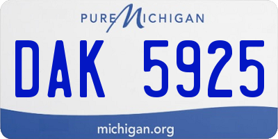 MI license plate DAK5925