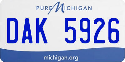 MI license plate DAK5926