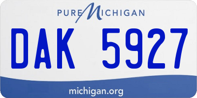 MI license plate DAK5927