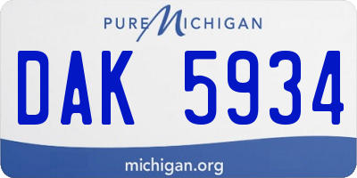 MI license plate DAK5934