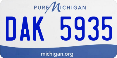 MI license plate DAK5935