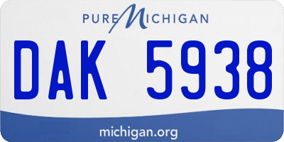 MI license plate DAK5938