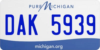 MI license plate DAK5939