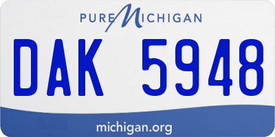 MI license plate DAK5948