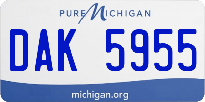 MI license plate DAK5955