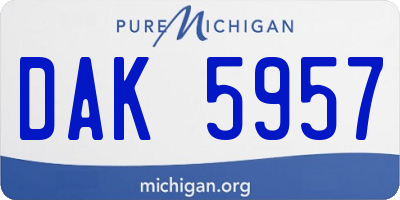MI license plate DAK5957
