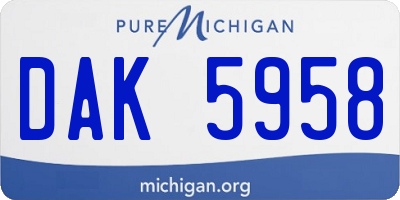 MI license plate DAK5958