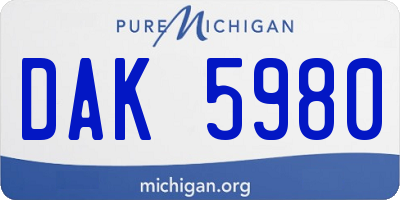 MI license plate DAK5980