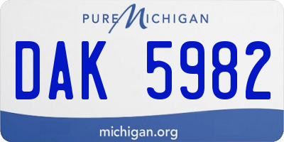 MI license plate DAK5982