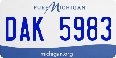 MI license plate DAK5983