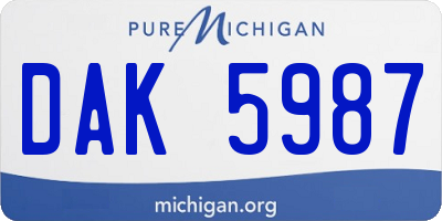 MI license plate DAK5987