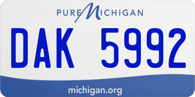 MI license plate DAK5992